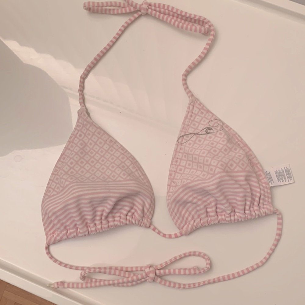 Rip Curl Pink/White triangle bikini top- L